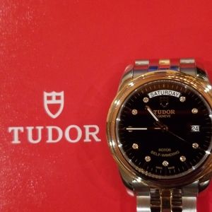 10 diamond Gold Rolex Tudor mens watch.